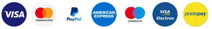 VISA - Mastercard - PayPal - American Express - Maestro - Visa Electron - PostePay 
